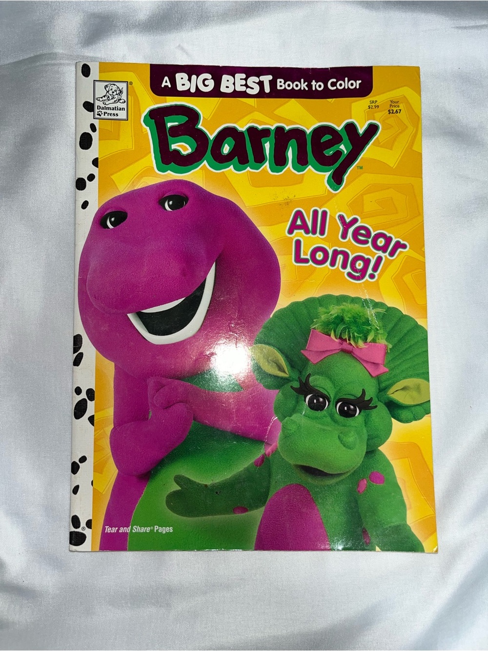 Vintage 1998 Barney All Year Long Big Best Color & Read Coloring Book